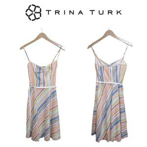 TRINA TURK Pastel Striped Fit & Flare Sundress